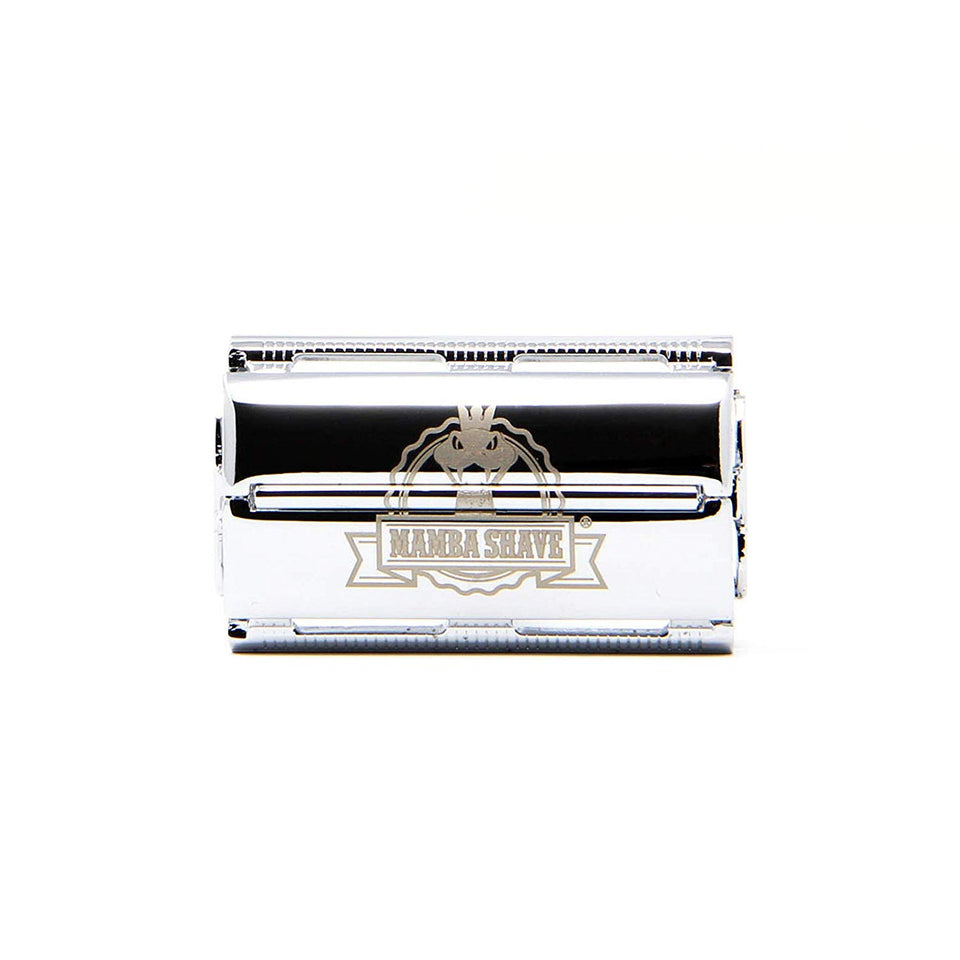 Rastrillo para Afeitar de Acero Inoxidable Vintage Mamba Shave. Rastrillo Ragnar Razor de doble filo de Metal para Rasurar. Incluye 5 Navajas de Afeitar. Estilo Retro. Stainless Steel Razor (Plateado)