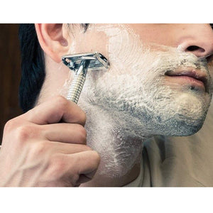 Rastrillo para Afeitar de Acero Inoxidable Vintage Mamba Shave. Rastrillo Ragnar Razor de doble filo de Metal para Rasurar. Incluye 5 Navajas de Afeitar. Estilo Retro. Stainless Steel Razor (Plateado)